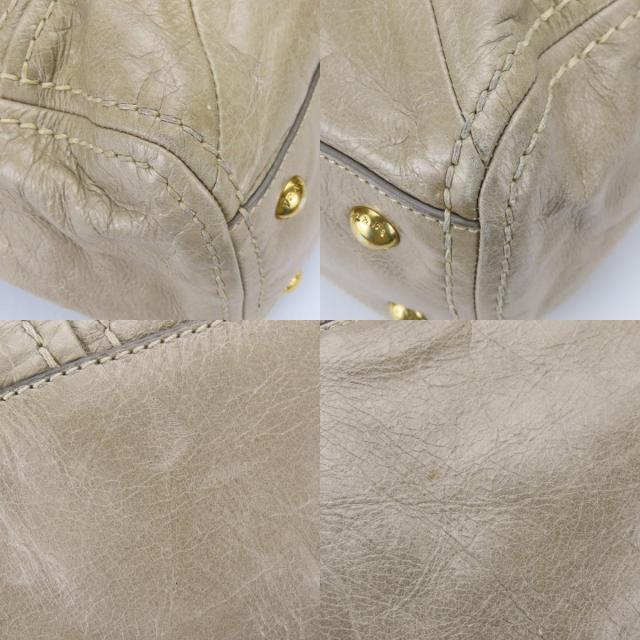 中古 プラダ ハンドバッグ BL0678 三角ロゴプレート カーフ POMICE サンドベージュ ゴールド金具 2WAY ショルダー カジュアル レディース 女性 PRADA_2