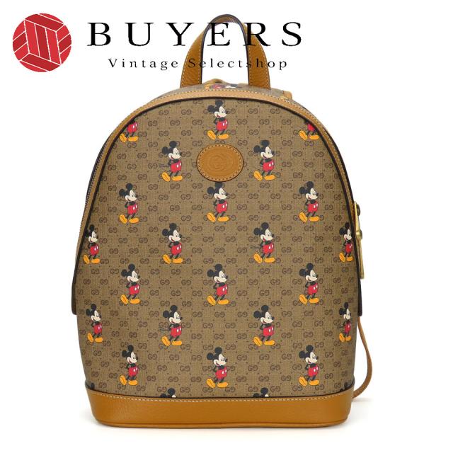 中古 グッチ リュック・デイパック スモールバックパック 552884 GGスプリームキャンバス ブラウン キャメル ゴールド金具 ミッキーマウス グッチ×ディズニー おしゃれ レディース 女性 GUCCI
