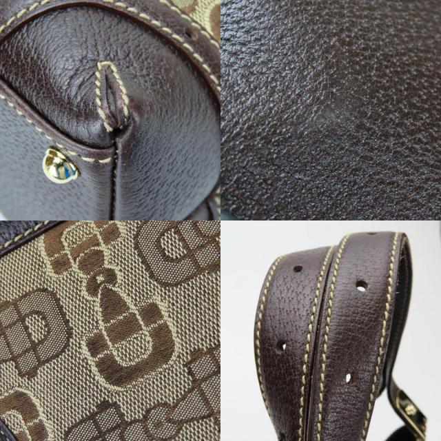 中古 グッチ ハンドバッグ 145761 ホースビット キャンバス レザー ベージュ ブラウン ゴールド金具 カジュアル 普段使い レディース 女性 GUCCI