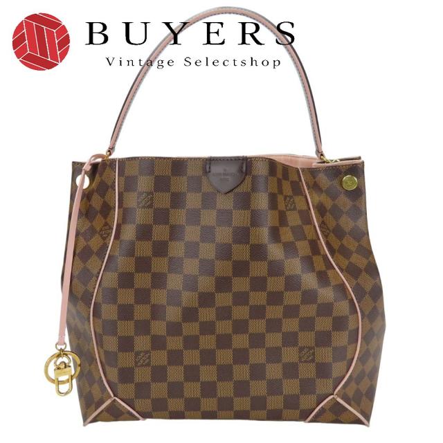 中古 ルイ・ヴィトン ショルダーバッグ カイサ・ホーボー N41556 ダミエ ブラウン ローズバレリーヌ ピンク 肩掛け ワンショルダー セミショルダー レディース 女性 LOUIS VUITTON