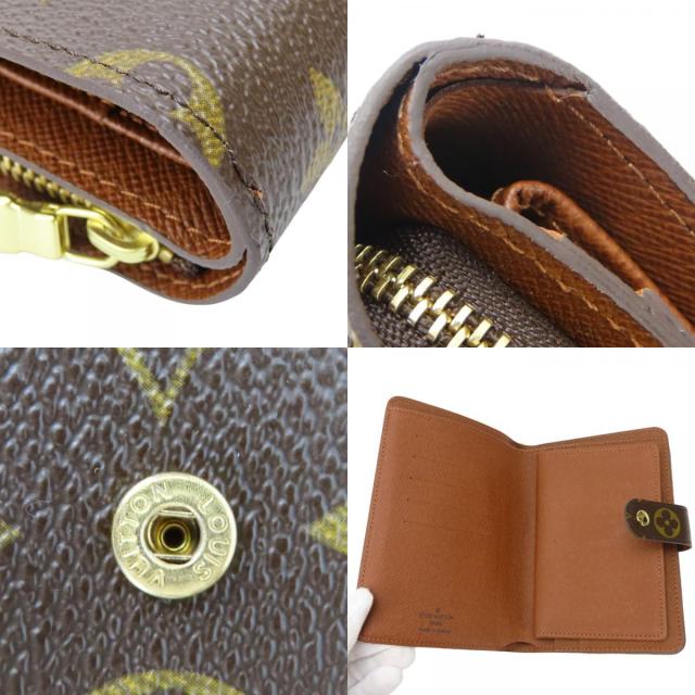 中古 ルイ・ヴィトン 二つ折り財布 ポルトパピエ M61207 モノグラム ブラウン ゴールド金具 証明書ケースあり 小物 レディース 女性 LOUIS VUITTON_4