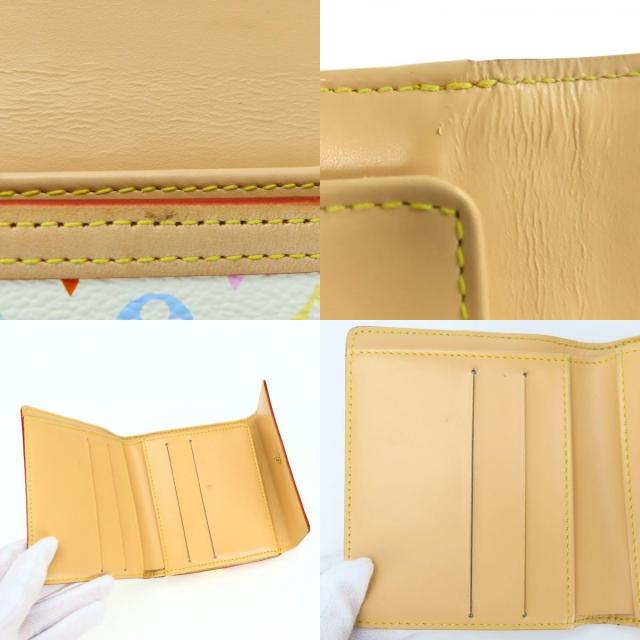 中古 ルイ・ヴィトン 二つ折り財布 ポルトモネ・ビエ カルトクレディ M92983 モノグラムマルチカラー ブロン ホワイト Wホック コンパクト 普段使い レディース 女性 LOUIS VUITTON_5
