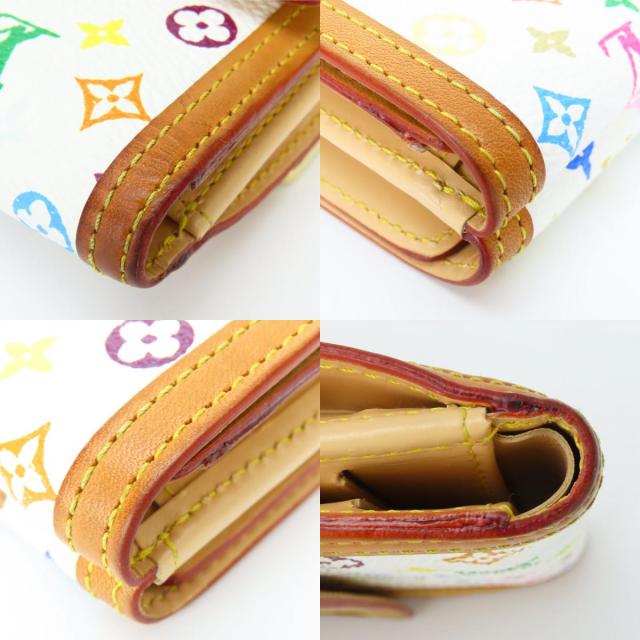 中古 ルイ・ヴィトン 二つ折り財布 ポルトモネ・ビエ カルトクレディ M92983 モノグラムマルチカラー ブロン ホワイト Wホック コンパクト 普段使い レディース 女性 LOUIS VUITTON_3