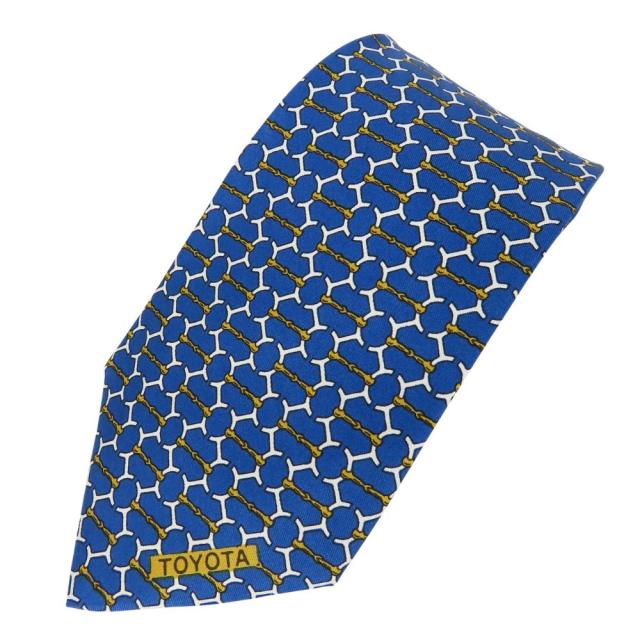 【中古】 エルメス ネクタイ トヨタ限定品 シルク ブルー系 ゴールド ホワイト ビジネス 紳士 スーツ メンズ 男性 HERMES 中古 エルメス ネクタイ トヨタ限定品 シルク ブルー系 ゴールド
