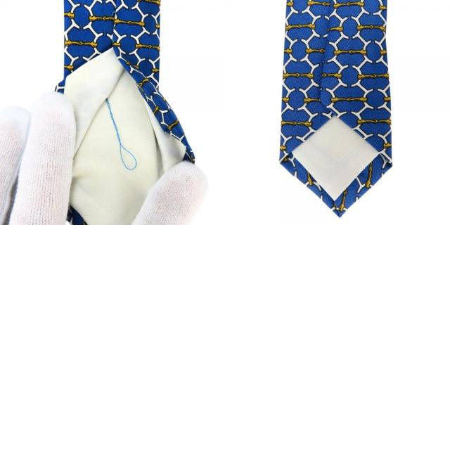 中古 エルメス ネクタイ トヨタ限定品 シルク ブルー系 ゴールド