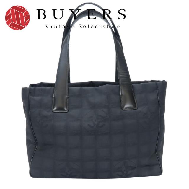 中古 シャネル トートバッグ ニュートラベルライン ココマーク ジャガードナイロン レザー ブラック ゴールド金具 8番台 軽量 普段使い レディース 女性 CHANEL