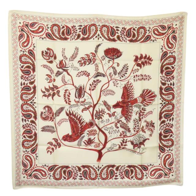 Christian Dior ペイズリー柄スカーフ 中古 クリスチャンディオール スカーフ シルク ホワイト系