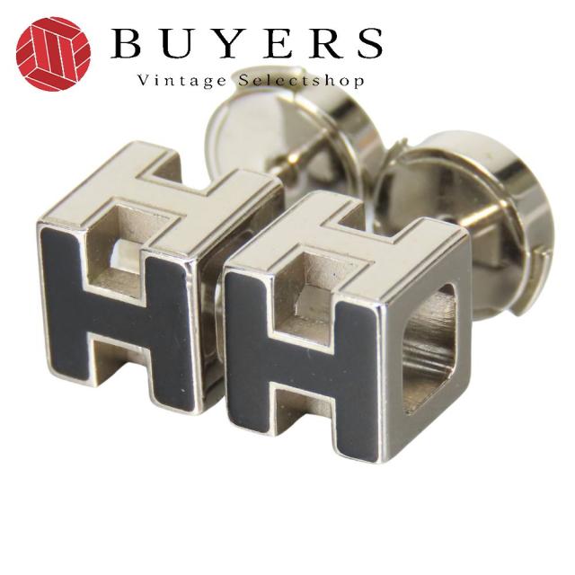 エルメス カージュドアッシユ Hキューブ ピアス ブラック×シルバー 片耳のみ エルメス カージュドアッシュ Hキューブ ピアス(両耳用) メタル