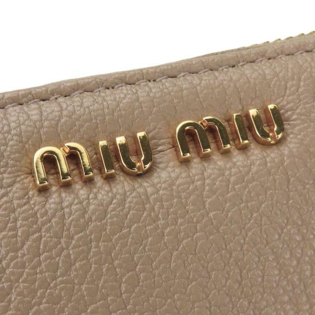 中古 美品 ミュウミュウ 長財布 ラウンドファスナー 5M0506 レザー CAMMEO ピンクベージュ ゴールド金具 くすみカラー シンプル 小物 レディース 女性 MIUMIU_4