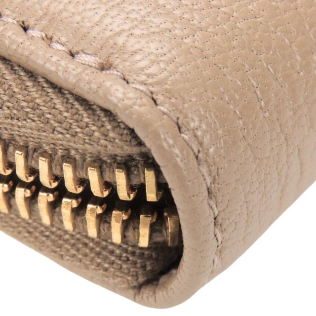 中古 美品 ミュウミュウ 長財布 ラウンドファスナー 5M0506 レザー CAMMEO ピンクベージュ ゴールド金具 くすみカラー シンプル 小物 レディース 女性 MIUMIU_5