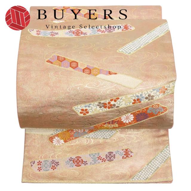 中古 袋帯 正絹(金銀糸除く) ピンク ピンク マルチカラー フォーマル 和装 呉服 和服 きもの レディース 女性