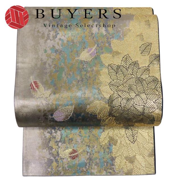 中古 袋帯 正絹(金銀糸除く) シルバー ゴールド 引箔 和装 呉服 和服 きもの レディース 女性