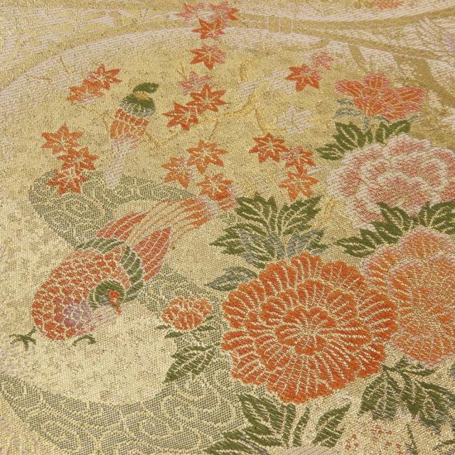 中古 袋帯 正絹(金銀糸除く) ゴールド オレンジ フォーマル 和装 呉服