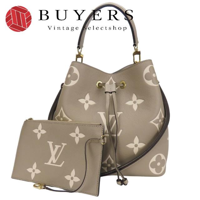中古 ルイ・ヴィトン ハンドバッグ ネオノエMM M45555 バイカラー モノグラムアンプラント トゥルトレール クレーム ゴールド金具 2WAY 肩掛け ポーチ付き ショルダー レディース 女性 LOUIS VUITTON