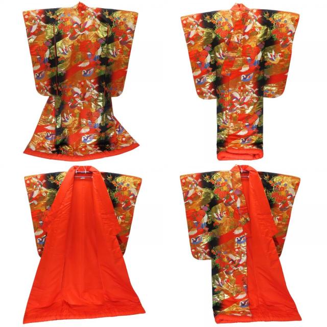 打掛 色打掛 正絹 花嫁 正絹 色打掛レンタル 010012 黒 絽刺