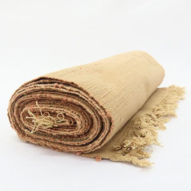 中古 名古屋帯 八寸 正絹 ベージュ 紬 未仕立て品 リメイク 和装 呉服