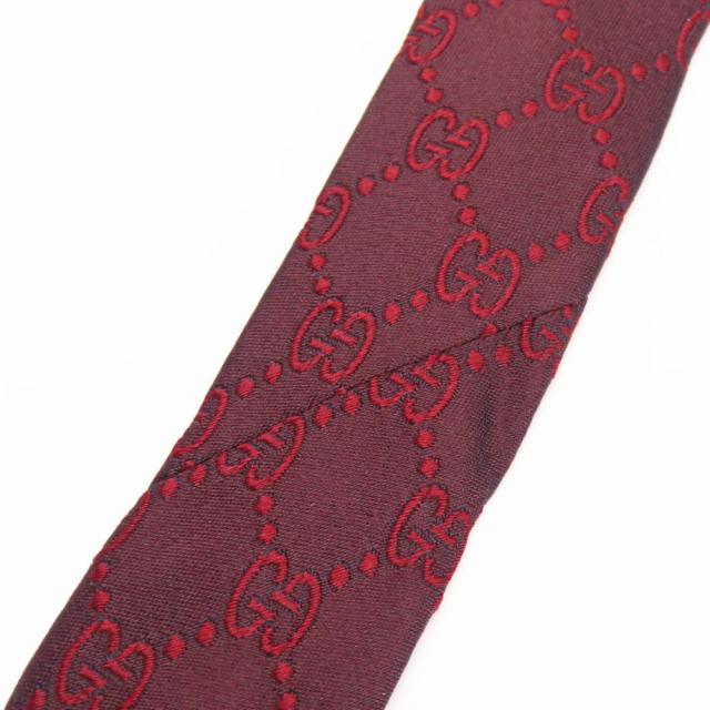 中古 グッチ ネクタイ GG シルク レッド ボルドー スーツ ビジネス