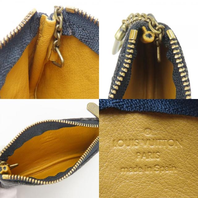 中古 ルイ・ヴィトン コインケース ポシェット　クレ M95616 モノグラムデニム グレー ブラック ゴールド金具 小物 おしゃれ レディース メンズ LOUIS VUITTON