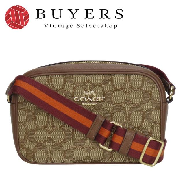 中古 コーチ ショルダーバッグ C0927 シグネチャー キャンバス レザー ブラウン ボルドー 斜め掛け ポシェット カジュアル レディース 女性 COACH