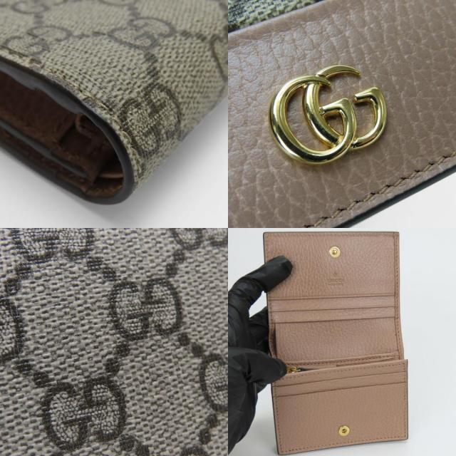 中古 極美品 グッチ 二つ折り財布 658610 GGマーモント GGスプリームキャンバス レザー ダスティングピンク ベージュ ゴールド金具 バイカラー コンパクトウォレット レディース 女性 GUCCI_7