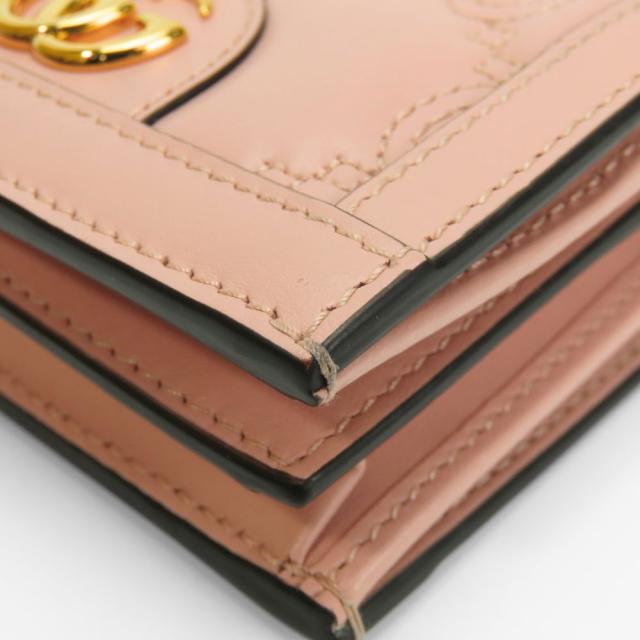 中古 極美品 グッチ 二つ折り財布 723786 GGマトラッセ レザー ピンク  