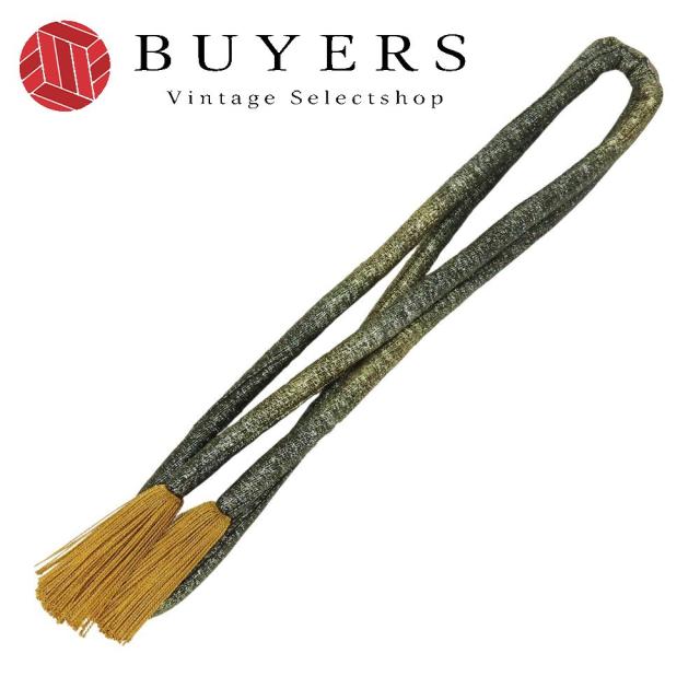 中古 帯締め 正絹(金銀糸除く) ゴールド ブラック 佐波理綴 小物 丸ぐけ 和装 呉服 和服 きもの レディース 女性