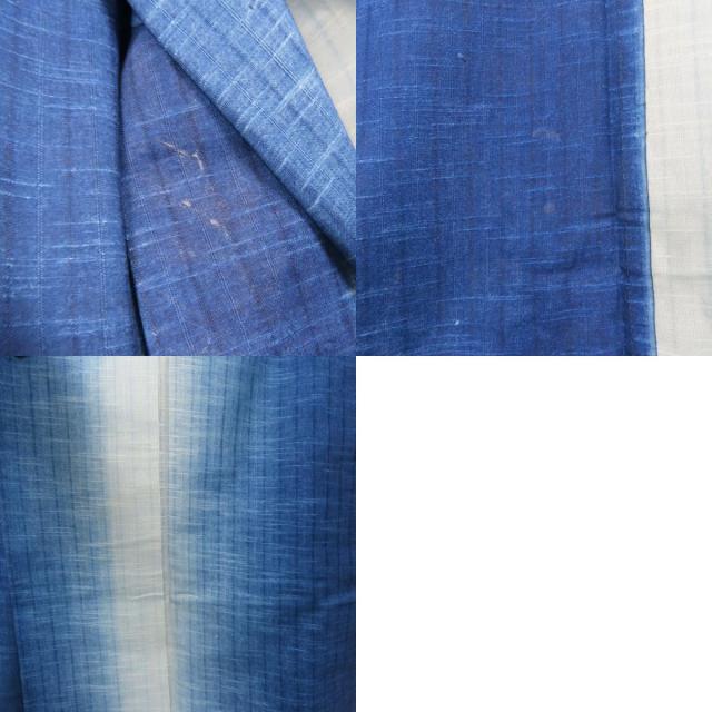 中古 浴衣 綿 ブルー ホワイト お洒落 グラデーション 和装 呉服 和服