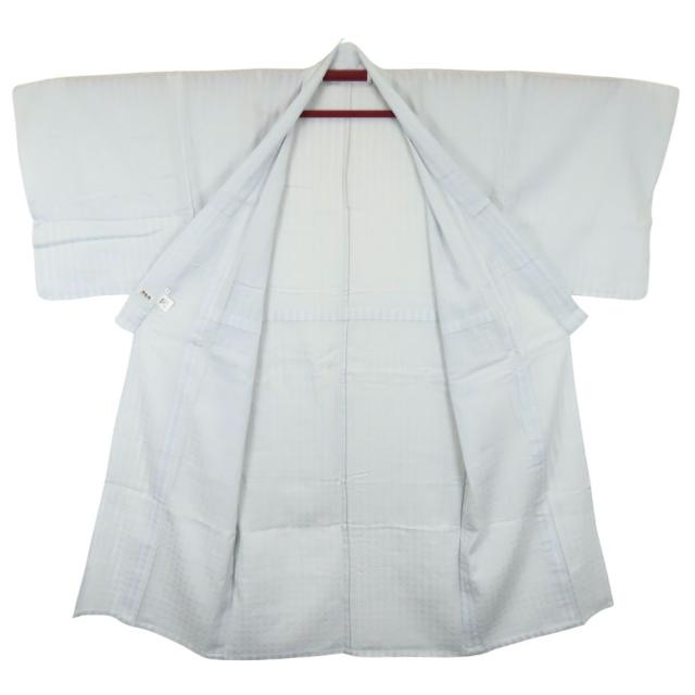 【中古】 浴衣 BUSHOAN 撫松庵 M 綿麻 着丈約140cm 裄丈約75cm 白 薄灰色 格子柄 シンプル お洒落 和装 呉服 和服 きもの メンズ 男性 中古 浴衣 BUSHOAN 撫松庵 M 綿麻 着丈約140cm 裄丈約75cm 白 薄灰色