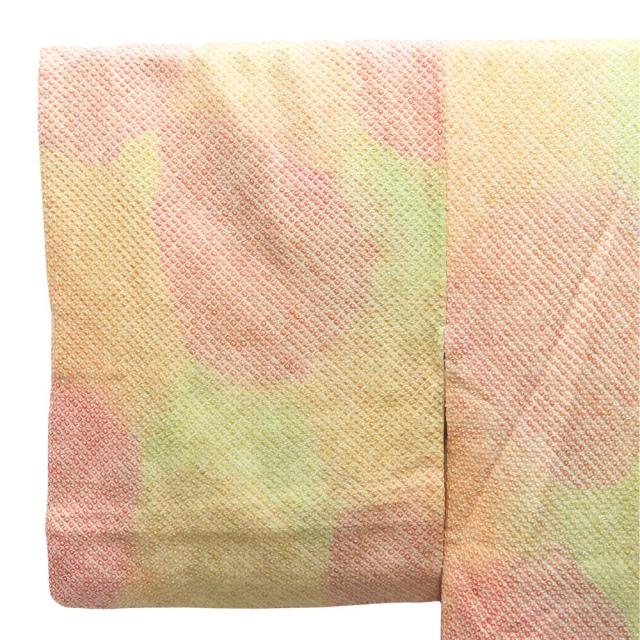 中古 羽織 羽織紐つき 総絞り 正絹(金銀糸除く) マルチカラー オレンジ