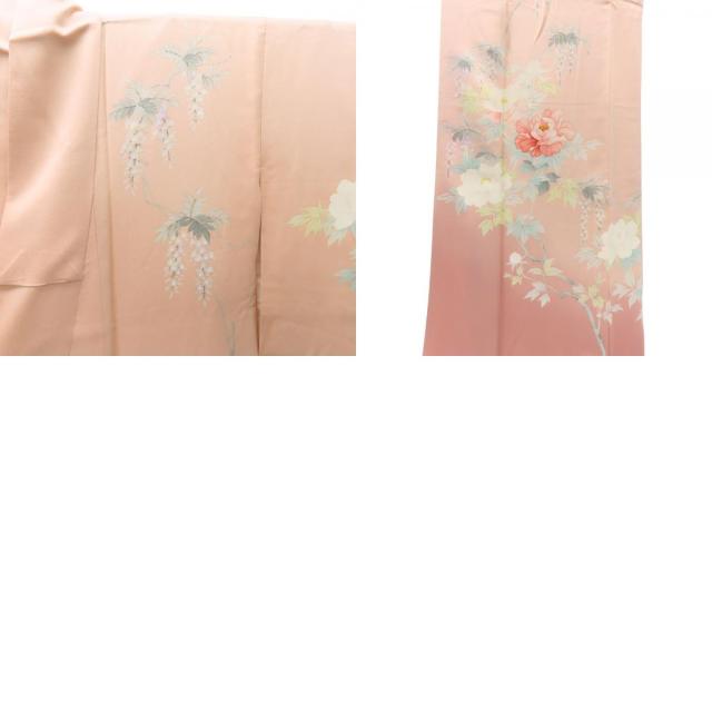 中古 訪問着・付下 正絹(金銀糸除く) サーモンピンク系 パステルカラー 上品 和装 呉服 和服 きもの レディース 女性 中古 訪問着・付下 正絹(金銀糸除く) サーモンピンク系 パステルカラー