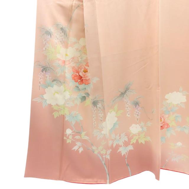 中古 訪問着・付下 正絹(金銀糸除く) サーモンピンク系 パステルカラー