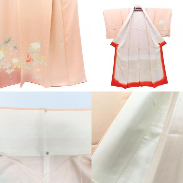 中古 訪問着・付下 正絹(金銀糸除く) サーモンピンク系 パステルカラー