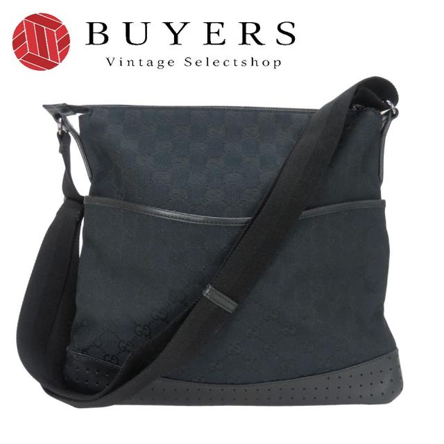 中古 グッチ ショルダーバッグ 145857 パンチング GGキャンバス レザー