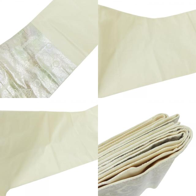 中古 袋帯 亀甲更紗紋 やまと 正絹(金銀糸除く) シルバー クリーム系