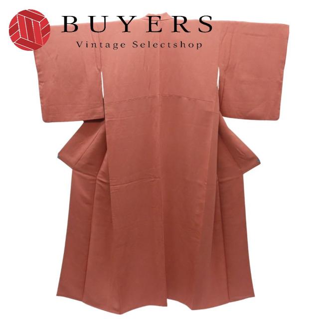 中古 小紋 正絹 エンジ 鮫小紋 和装 呉服 和服 きもの レディース 女性