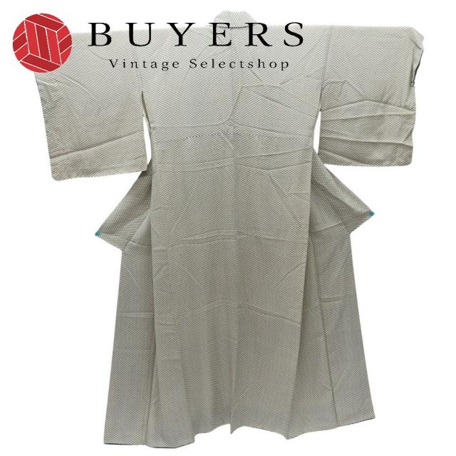 【中古】 小紋 正絹 クリーム系 黒 カジュアル モダン 和装 呉服 和服 きもの レディース 女性 中古 小紋 正絹 クリーム系 黒 カジュアル モダン 和装 呉服 和服