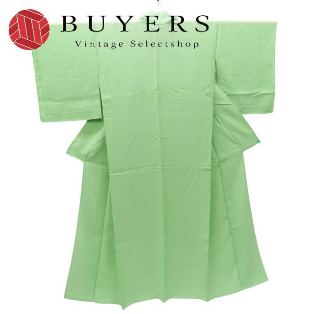 中古 色無地 正絹 ライトグリーン 絽 夏物 和装 呉服 和服 きもの レディース 女性