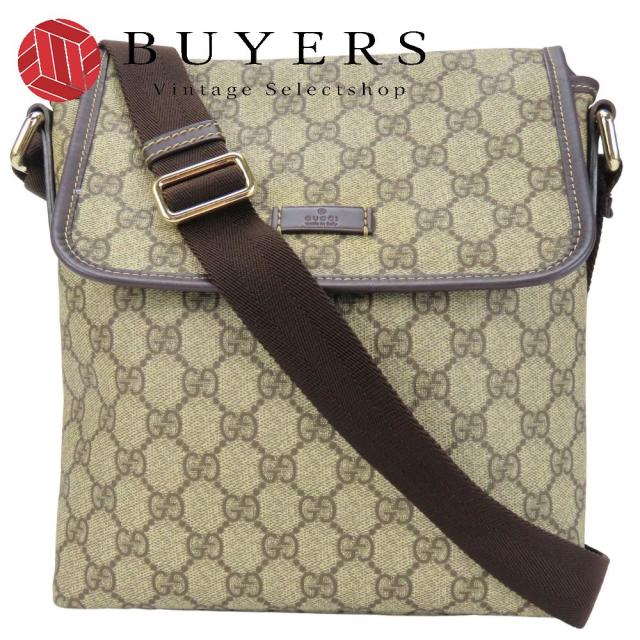 中古 グッチ ショルダーバッグ 223666 GGスプリームキャンバス レザー ベージュ ダークブラウン 斜め掛け 普段使い カジュアル レディース 女性 GUCCI