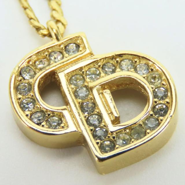 中古 クリスチャンディオール ネックレス メタル ラインストーン ゴールド CDロゴ メッキ アクセサリー レディース 女性 Christian Dior_2