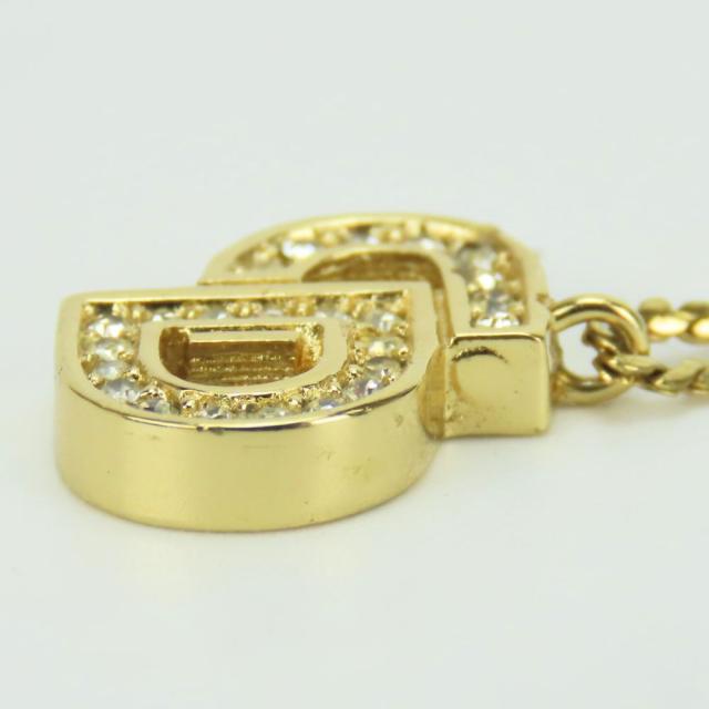 中古 クリスチャンディオール ネックレス メタル ラインストーン ゴールド CDロゴ メッキ アクセサリー レディース 女性 Christian Dior_3