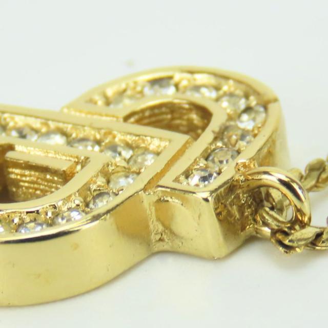中古 クリスチャンディオール ネックレス メタル ラインストーン ゴールド CDロゴ メッキ アクセサリー レディース 女性 Christian Dior_4