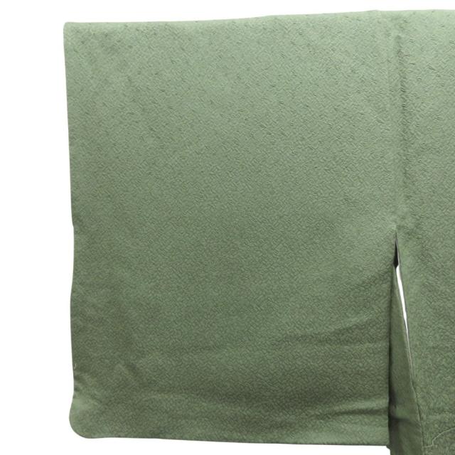 中古 色無地 風花 特殊堅牢染 正絹(金銀糸除く) カーキグリーン 地紋