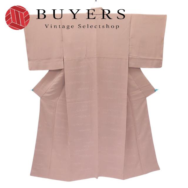 中古 色無地 しつけ糸あり 正絹(金銀糸除く) くすみブラウン 地紋 フォーマル 和装 呉服 和服 きもの レディース 女性