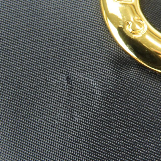 中古 セリーヌ ポーチ 巾着 ファー ナイロン ブラック ゴールド金具