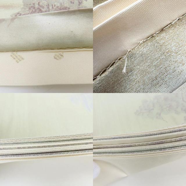中古 袋帯 正絹(金銀糸除く) シルバー系 グリーン系 風景 お洒落 和装 呉服 和服 きもの レディース 女性_9
