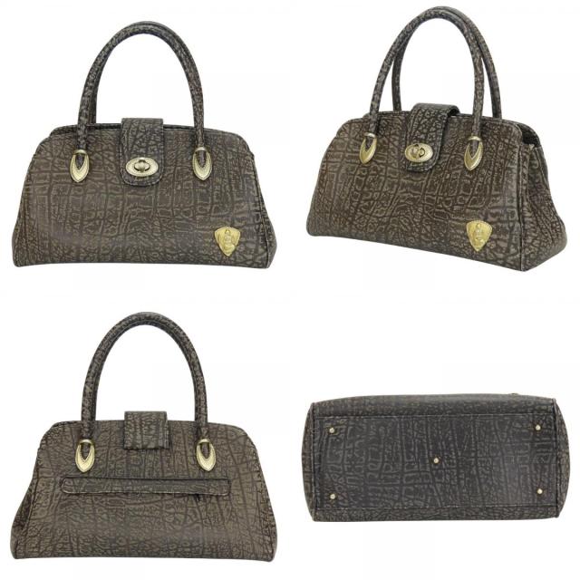 中古 ローレライ ハンドバッグ ケングルー（ベビーカンガルー） グレー系 ブラウン系 ゴールド金具 人魚 お洒落 レディース 女性 Lorelei 中古 ローレライ ハンドバッグ ケングルー（ベビーカンガルー） グレー