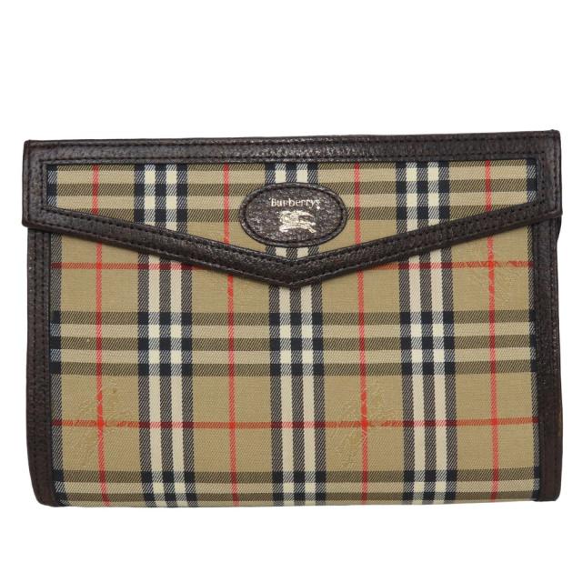 中古 バーバリーズ ポーチ ノバチェック キャンバス レザー ベージュ ダークブラウン 小物入れ クラッチバッグ レディース 女性 Burberrys 中古 バーバリーズ ポーチ ノバチェック キャンバス レザー ベージュ
