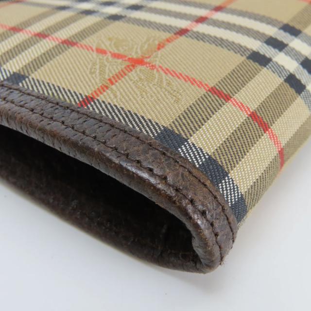 中古 バーバリーズ ポーチ ノバチェック キャンバス レザー ベージュ