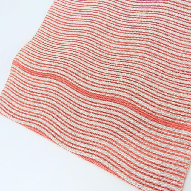 中古 名古屋帯 波筬織 絽 正絹(金銀糸除く) 銀糸 ピンク ホワイト シルバー 松葉仕立て 桐箱入り 夏物 和装 呉服 和服 きもの レディース 女性 中古 名古屋帯 波筬織 絽 正絹(金銀糸除く) 銀糸 ピンク ホワイト