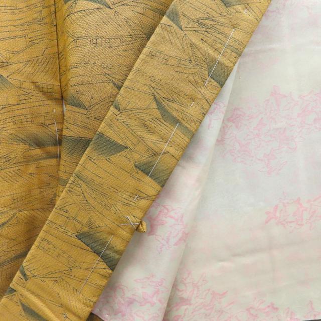 中古 羽織 しつけ糸あり 正絹(金銀糸除く) ブラウン系 モダン お洒落